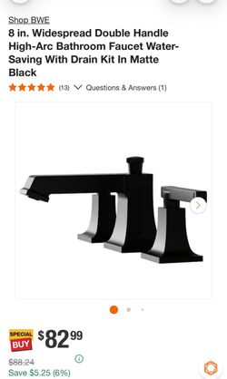 BWE Matte Black Double Handle Bathroom Faucet