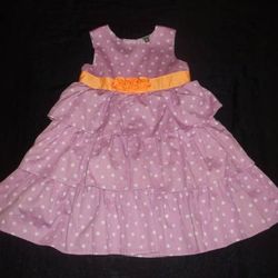 Carter's Girls 4T Purple & White Polka Dot Tiered Ruffle Dress