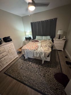 Queen size bed , (2) night stands (1) dresser