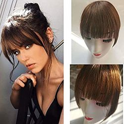Light Brown ONE Piece Clip in Fringe Bangs Hairpiece Light to Medium