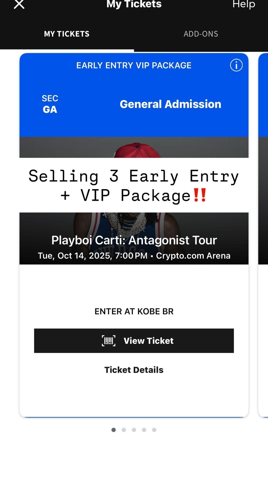 Playboi Carti Early Entry + VIP Floor Crypto Arena