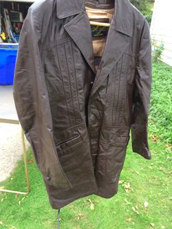 Men’s Dark Brown Leather Coat/JacketLarge /42 Regular zip out lining