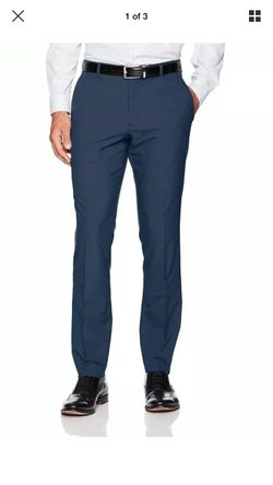 Perry Ellis Men's Portfolio Very Slim Solid Tech Pant, Color Ink, SZ 34x34