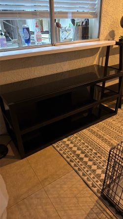 Metal and glass tv stand