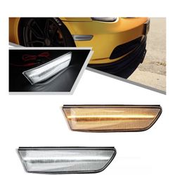 2Pcs G35 White LED Running Lights Amber Dynamic Sequential Blink Side Marker Lights for Infiniti G35 Coupe 2003-2007 