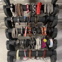 Huge Lot Of 34 Assorted Leather/cotton Bracelets