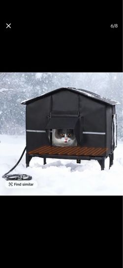 VEEHOO Indestructible Heated Cat House for Outside Cats Winter, 100% Weatherproof