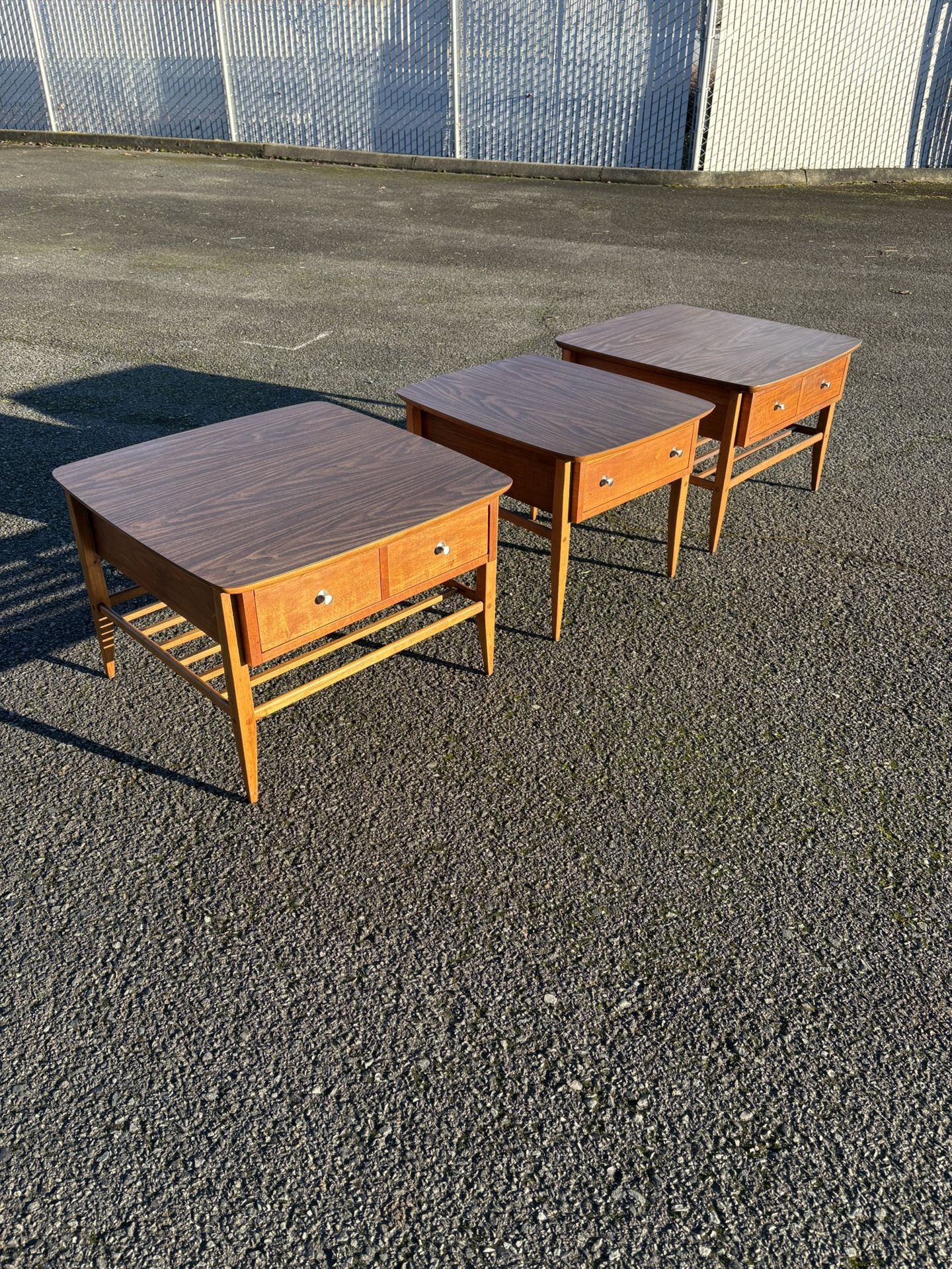 Mid Century Modern 3-Piece Lane Side Table Set