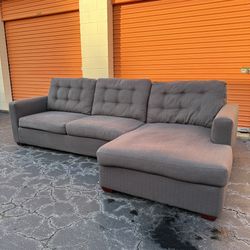 Free Delivery - Comfortable Gray Tufted Sectional Couch