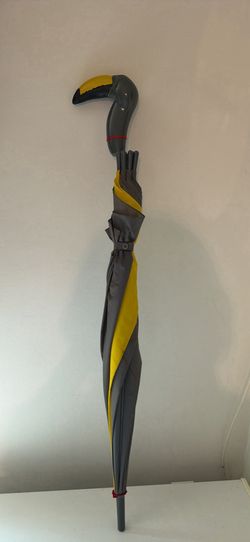 Vtg Aramis Grey Yellow Toucan Rainbird Umbrella 34”