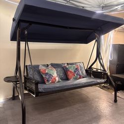 $175.00!!! New Outdoor Patio Porch Swing with Adjustable Canopy Cup Holder Thick Cushion