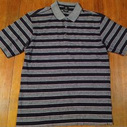 Nike Men's Size Large Golf Shirt Collared Black Grey Striped 
