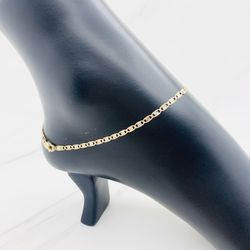 ❤️ 10k Solid gold ankle bracelet ❤️ 10” long   ❤️ Anklet multi-tone gold ❤️ Brazalete Oro 10k Tobillera 