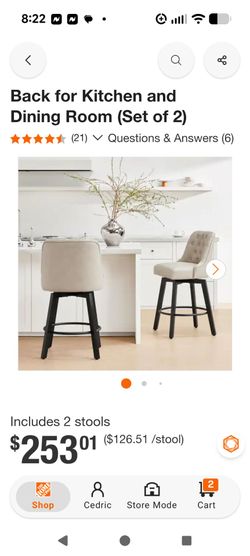Tufted Bar Stools Set of 2