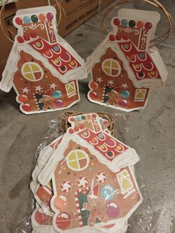 Christmas Gingerbread House Gift Bags 12-Pack with Handles
