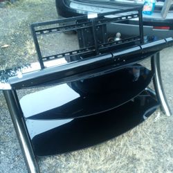 Metal Frame w/Glass Shelves TV Stand w/TV Mount