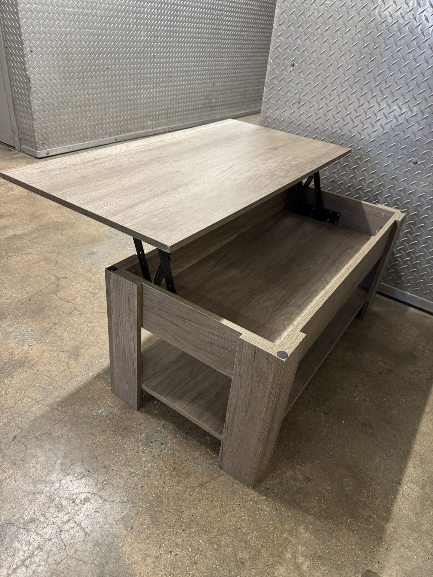 Lift Top Coffee Table with Hidden Compartment and Storage Shelf, Rising Tabletop Dining Table for Living Room Reception Room, 38.6in L