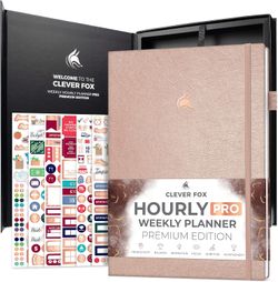 Clever Fox Hourly Planner PRO – Premium Undated A4 Daily, Weekly & Monthly Time Management Planner, Rose Gold