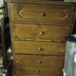 Queen  Bed Frame Wood And Wood Cabinet 