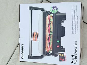 Chefman 3-in-1 Panini Press & Contact Grill – Excellent Condition Brand New)