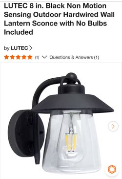 LUTEC 8 in. Black Non Motion Sensing Outdoor Hardwired Wall Lantern Sconc