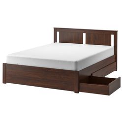 Ikea Songesand Brown Full Size Wood Bed Frame