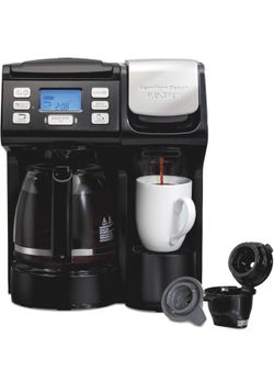 Hamilton Beach FlexBrew Trio 2-Way Coffee Maker, Compatible with K-Cup Pods or Grounds, Combo, Single Serve & Full 12c Pot, Black - Fast Brewing (4990