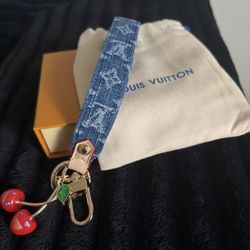 NEW Louis Vuitton Denim Cherry Cherise Takashi Key Chain LV Monogram NIB