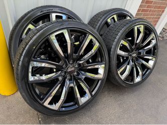 NEW 26 inch gm style wheels gloss black chrome caps with 305/30r26 Lexani tires