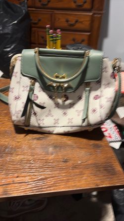 Ladies purse. Olive green brown and white