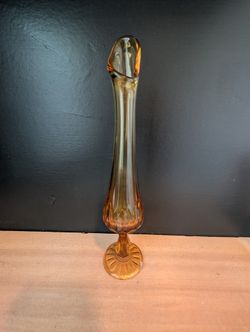 Vintage Amber Fenton Swung/Bud Vase 