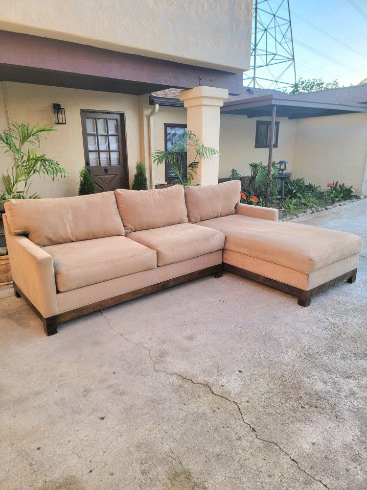 Beige Microsuede L Sofa Sectional With Chaise ⭐️Free Delivery 🚚⭐️