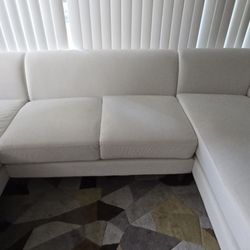 Sofa Khy 110.24" Modern 3-Piece Upholstered --Shaped Sectional |Sofa, Beige Velve