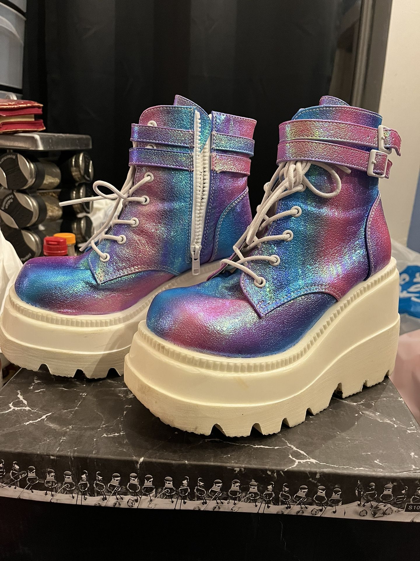 Demonia Purple Multi Vegan Shoes