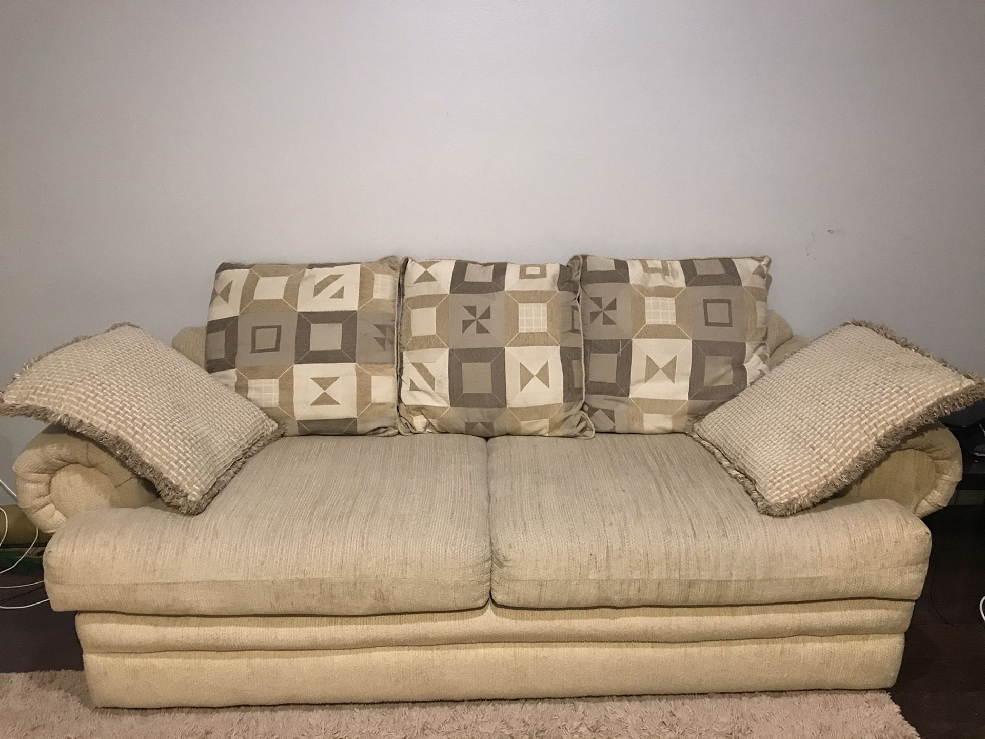 Sofa, table and mattress