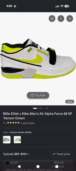Billie Eilish x Nike Men's Air Alpha Force 88 SP 'Venom Green size 11
