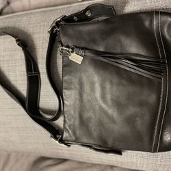 Coach Leather Shoulder  Cross Body Bag Black