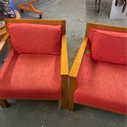 Two Red Lounge Chairs