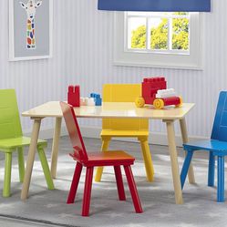 Delta Children Kids Table and Chair Set (4 Chairs Included), Natural/Primary (Bought From Amazon)