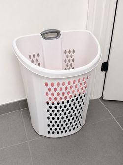Large White Plastic Laundry Hamper
