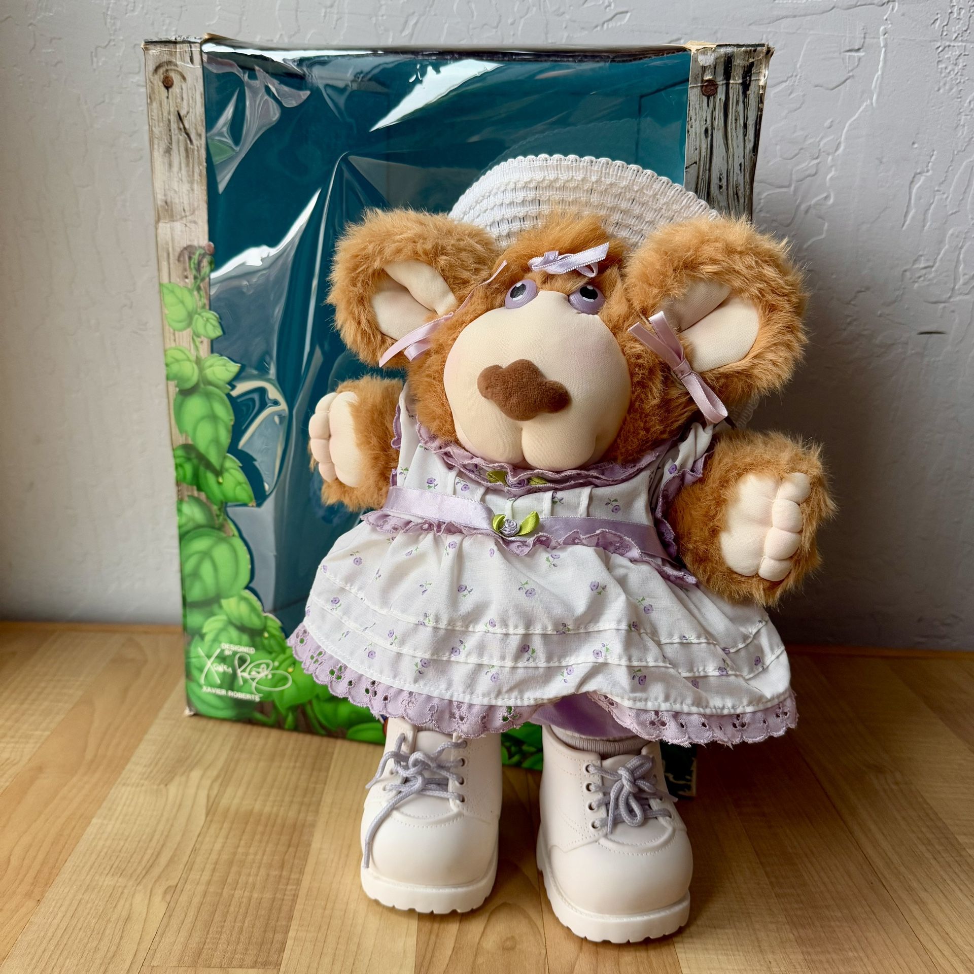 Vintage Coleco Xavier Roberts Furskins Plush Bears Lila Claire “Lilac” Bear