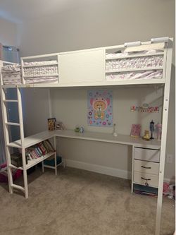 Twin loft bed with desk