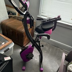 Folding Exercise Bike, Upright and Recumbent Flexbike With Adjustable Resistance, Arm Bands and Backrest