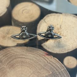 Vivienne Westwood Gunmetal Silver Orb Earrings 