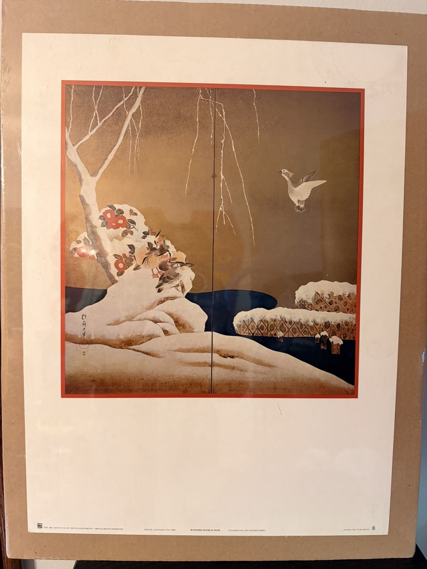 Mandarin Ducks in Snow Jannes Art Publishing Print Poster