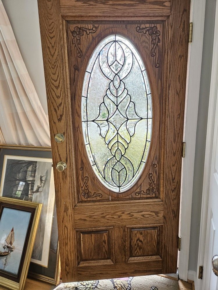 Vintage Centry Stairs Wood Glass Front Door