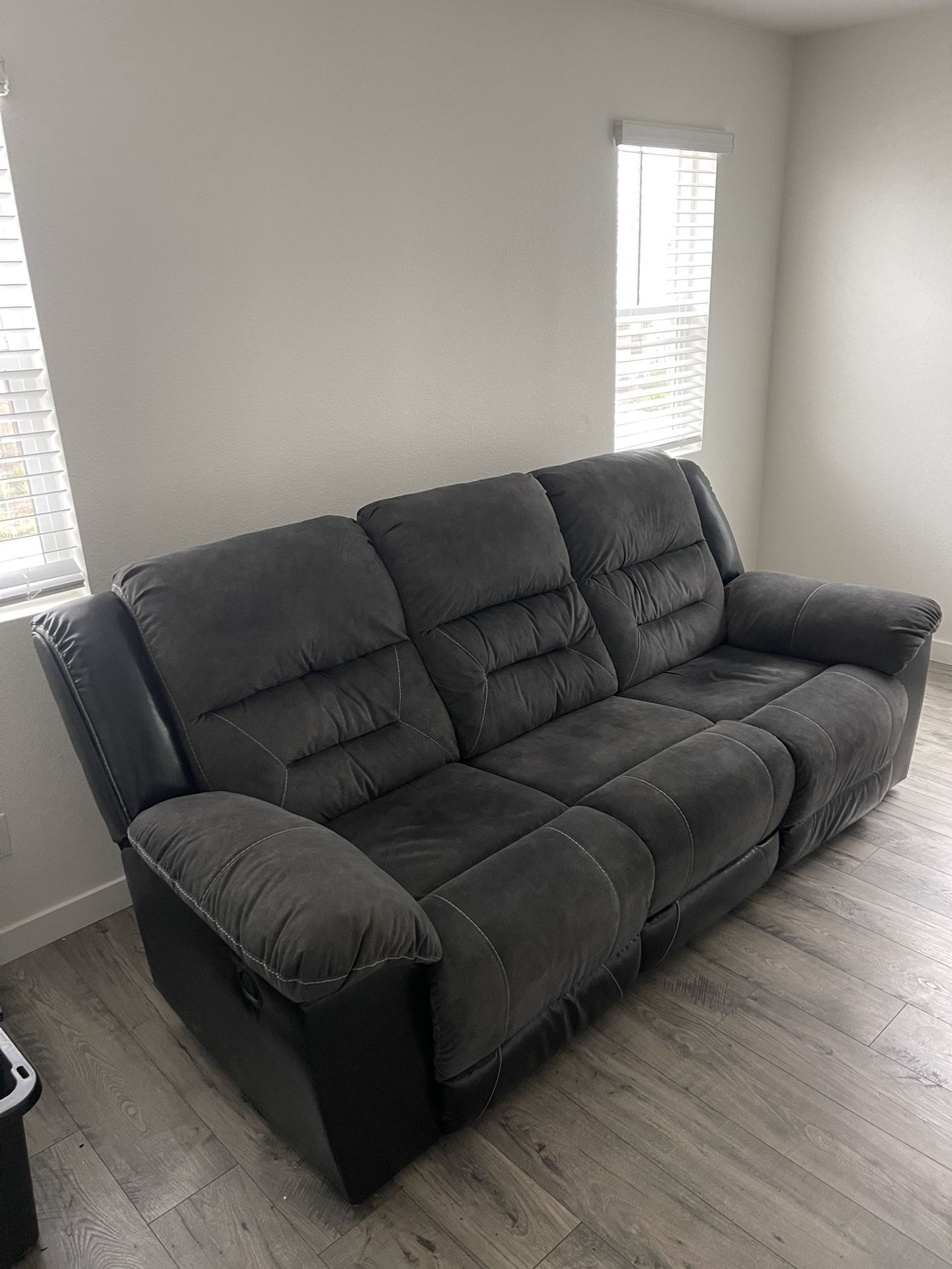 Faux Leather Manual Dual Sided Reclining Sofa