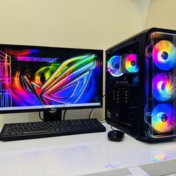 NEW ASUS  Gaming PC 8 Core AMD FX8 CPU @3,5GHz. GPU Radeon RX 560. 128G SSD/1T HDD, 16G RAM. WIFI. USB3, 650W 80 + MOD. PSU. 24” Monit/Key,Mou. Win11P