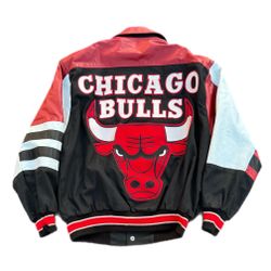 Vintage 90s Chicago Bulls Embroidered Jeff Hamilton Leather NBA Jacket Size S