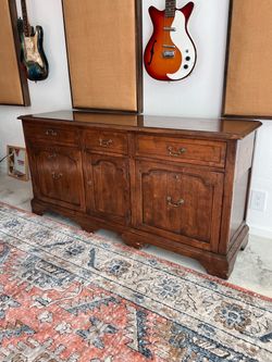 Solid Wood Vintage Sideboard / Credenza / Buffet Cabinet